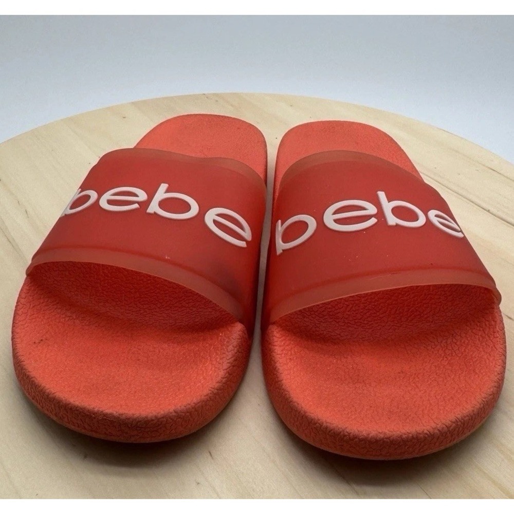 Bebe Logo Slide Sandals‎ Women Slip On Pool Slides Summer Casual Shoes Sz 8